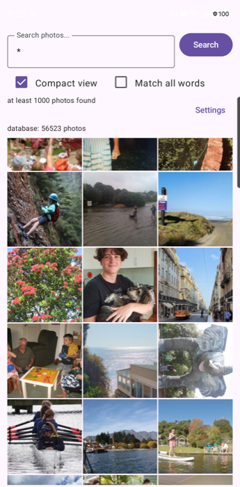 PhotoSearch Android app, compact view