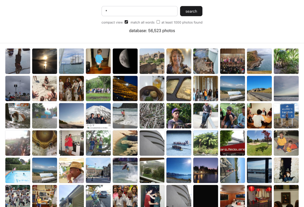 Search app, compact view