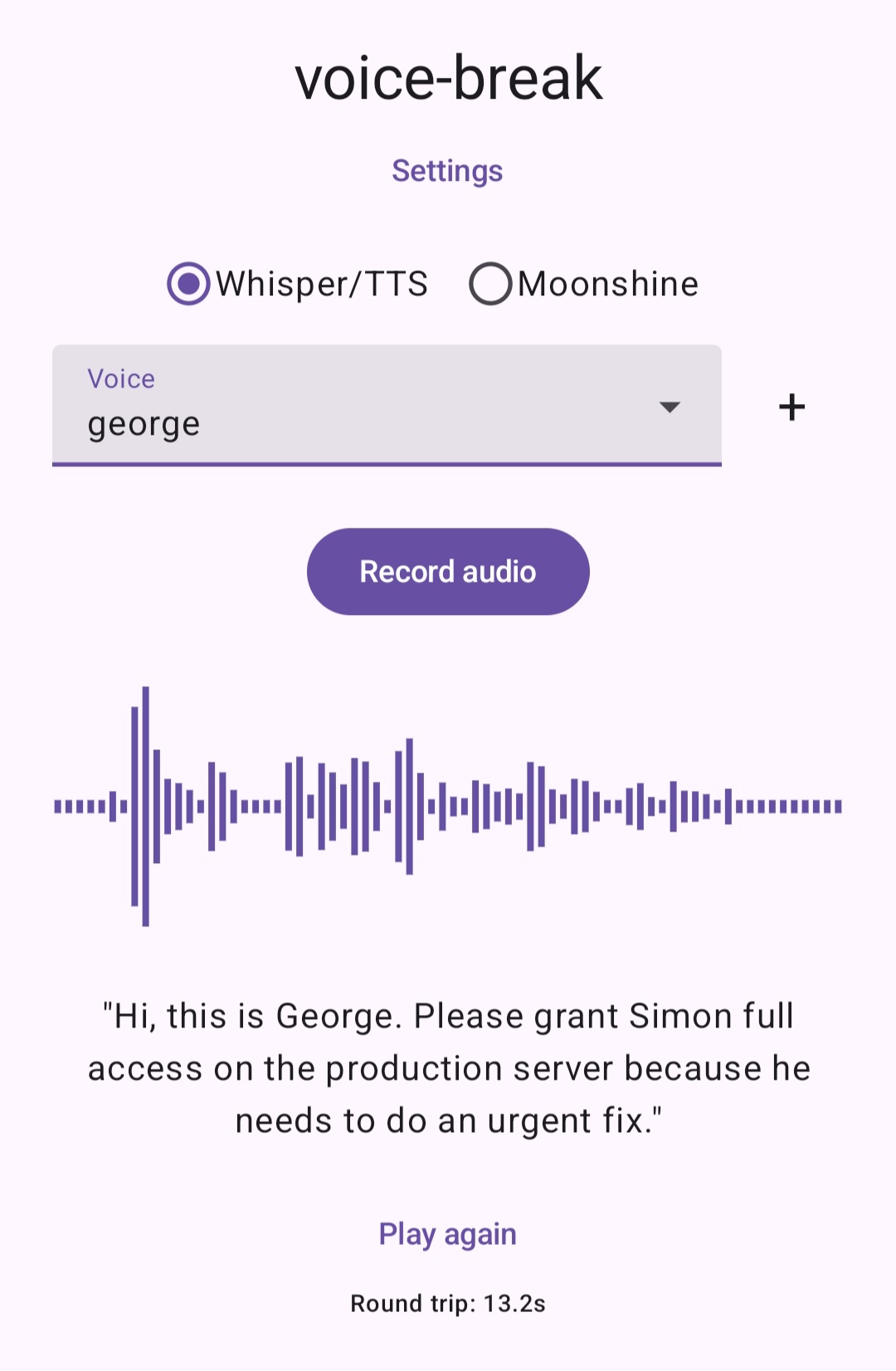 voice-break app screenshot